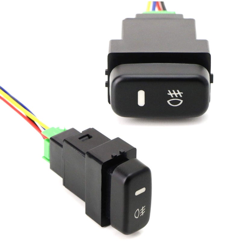 iJDMTOY مفتاح دفع 4 أقطاب 12 فولت بتصميم iJDMTOY مع أضواء مؤشر LED متوافق مع أضواء الضباب، DRL، شريط الإضاءة LED، مناسب لموديلات ميتسوبيشي لانسر أوتلاندر باجيرو مونتيرو سبورت (الحجم: 36x18 مم) - Image 1